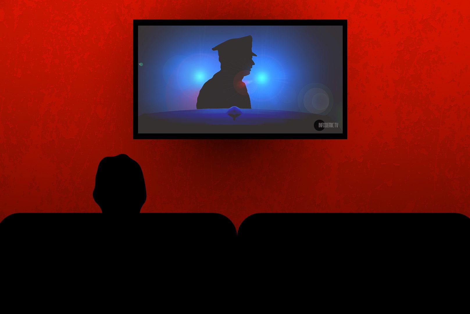 Illustration of watching True Crime television