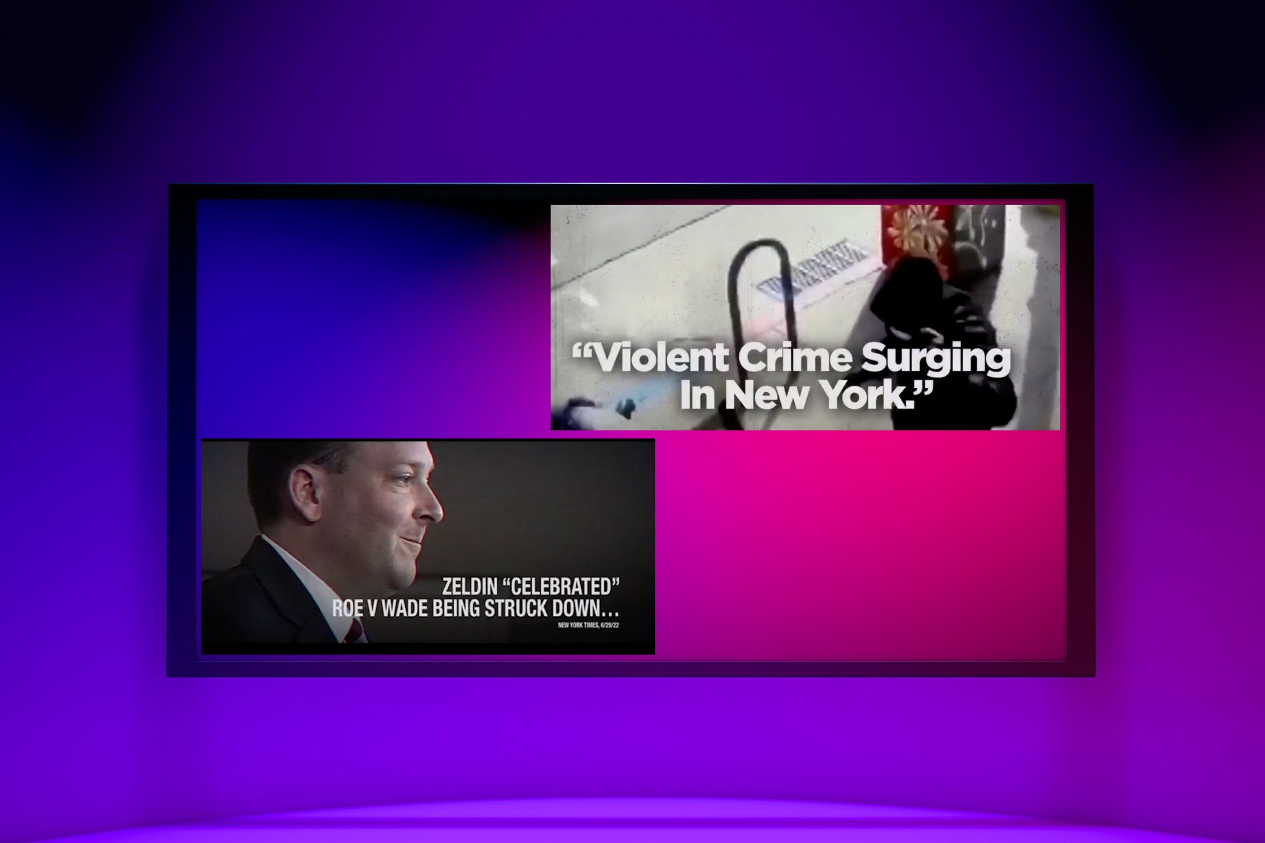 Negative political ads on television for New York governor's race